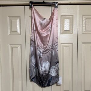 Pink and Gray Floral Scarf